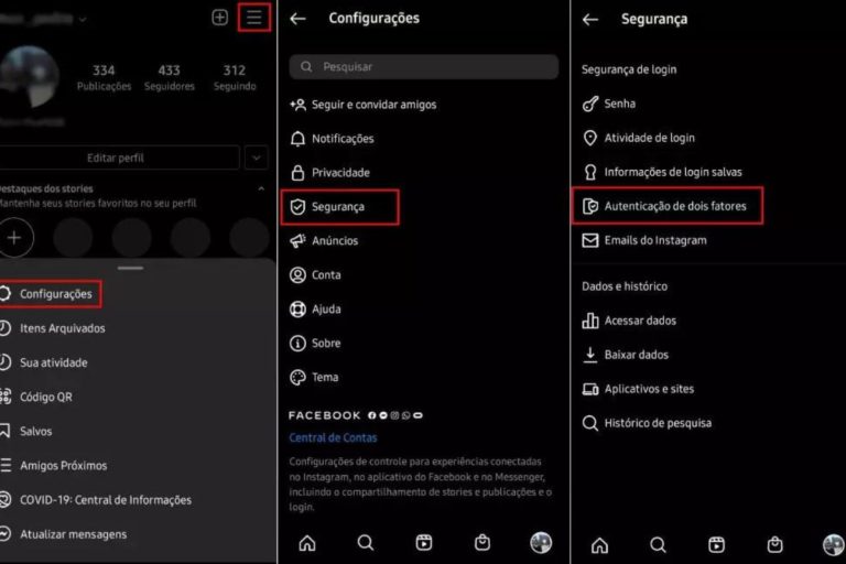 autentição em 2 fatores instagram